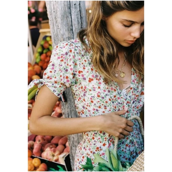 FAITHFUL THE BRAND MARIANNE MINI DRESS BASTILLE PRINT BY ANTHROPOLOGIE SIZE 10 - Picture 3 of 14